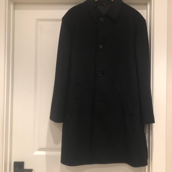 MARIO VALENTE NWOT CASHMERE/WOOL LONG MEN’S COAT BLACK SIZE 42R - Picture 2 of 10